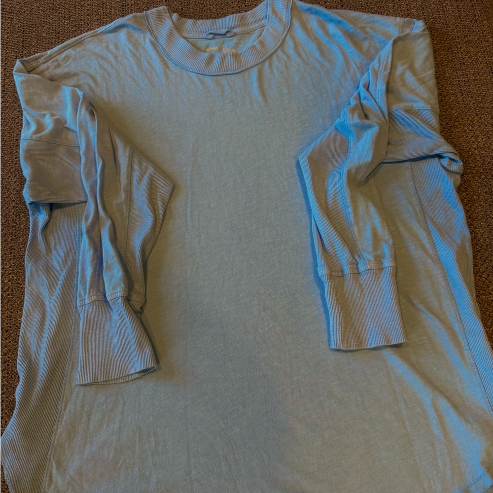 Aerie Blue Ribbed Long Sleeve Top